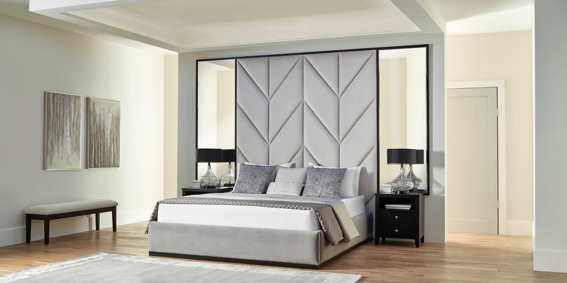 Chevron Mirror Regency Grey 01