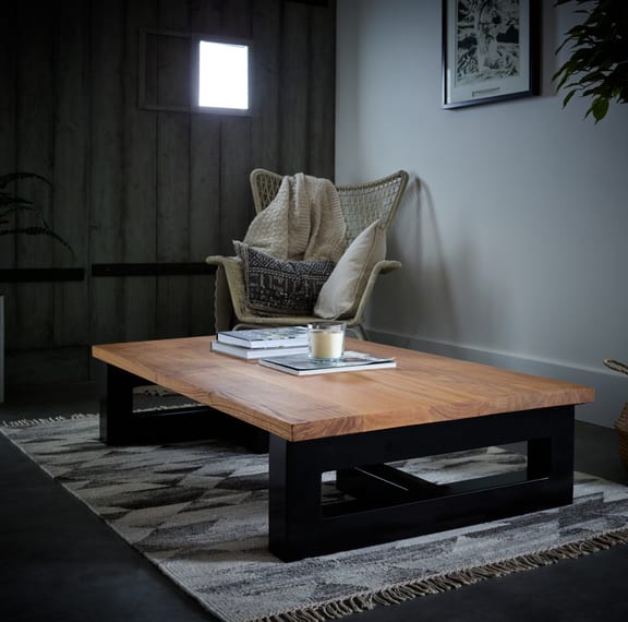 Oak 35mm Two Box Small Coffee Table Leg Black Lifestyle Main