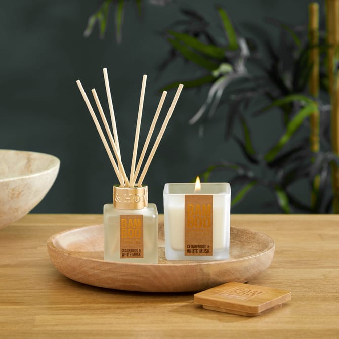 Bamboo Candle and Diffuser Gift Set