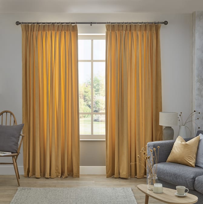 Golden Velvet Curtain Linen Duet 24897