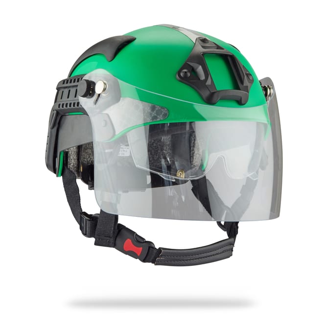 Manta Tactical Green Helmet Angle Right Visor Down