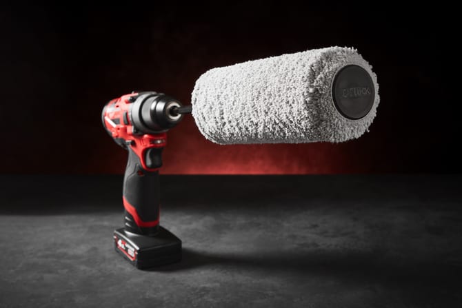 Maverick CORE HL 9 Inch Roller Cleaner Drill Attachment Assembled