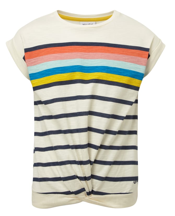 WEIRD FISH 11321 LEILA TIE FRONT TEE CREAM Front