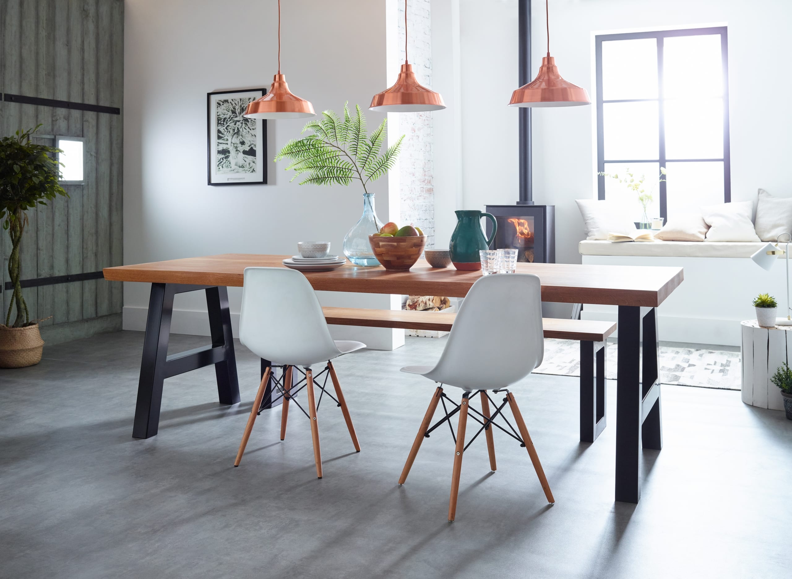 Oak 55mm A Dining Table Legs Black Lifestyle Main